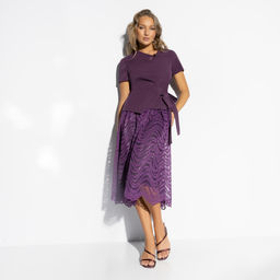 Костюм с юбкой нарядный, Больше чем стиль (2 в 1, фиолетовый) - Charutti фото 9