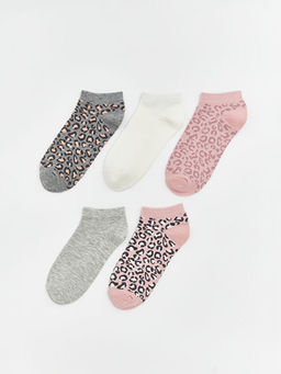 Leopar Desenli Kad?n Patik ?orap 5li
