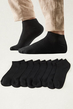 Siyah Unisex 8li Pamuklu Patik _orap TEDAW25CO00005