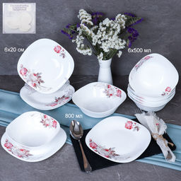 Столовый набор 13 предметов квадратный / 13/86575/XN (6916) /уп 2/4/ Чайная роза - Галеонтрейд фото 2
