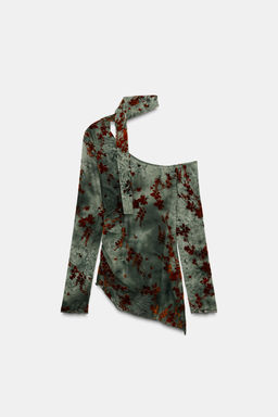 ASYMMETRIC FLOCKED TULLE TOP - Zara фото 5