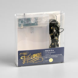 Гирлянда «Нить» 5 м роса, IP20, зелёная нить, 50 LED, 2 режима, батарейки AAх3 (нет в комплекте), свечение тёплое белое