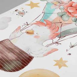 Наклейка интерьерная цветная Какаду на воздушном шаре, пластик, 40?60 см