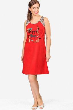 Сорочка комбинированная, принт Таксы, красный (534-2) - Плиона фото 2