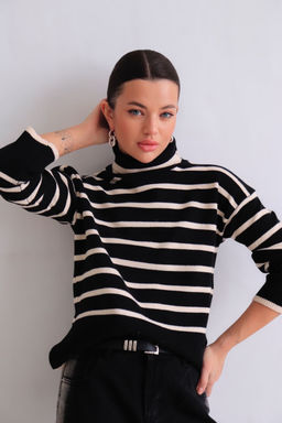 Martichelli Свитер чёрный в бежевую полоску  фото 4