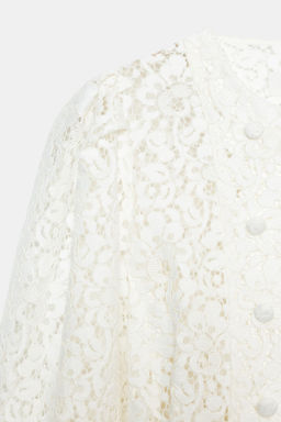 CHAQUETA CRUZADA ENCAJE / Blanco - Zara фото 4