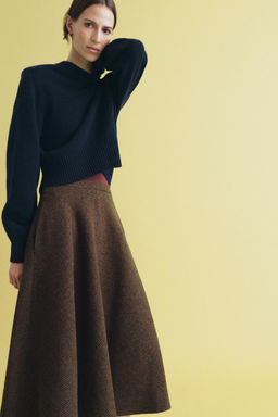 ZW COLLECTION WOOL HOUNDSTOOTH LAYERED SKIRT - Zara фото 4