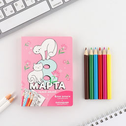 Подарочный набор в открытке: отрывной блок с заданиями и карандаши Самой милой с 8 марта