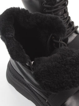 04-PAJ76-1Z BLACK Ботинки зимние женские (натуральная кожа, натуральный мех, 100% шерсть)