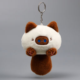 Мягкая игрушка Котик-кругляш на брелоке, 11 см, цвет бело-коричневый - Simaland фото 6