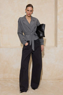 Trendyolmilla Vizon Premium Dokuma Trenckot Crop Blazer Ceket TWOSS24BC00010  фото 25