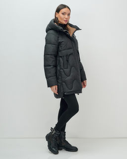 Куртка зимняя женская с капюшоном модная черного цвета 7653Ch - Visdeer фото 18