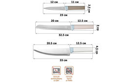 Набор 3 ножей 23*1,3*2,5 см + 32,5*1,5*3 см + 33*1,5*4,5 см - Elan gallery фото 2