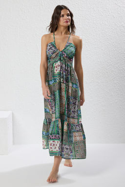 TRENDYOLMILLA Etnik Desenli Dokuma 100% Pamuk Plaj Elbise TBESS25EL00110 фото 8