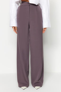 Antrasit Wide Leg/Genis Paca Dokuma Kumas Pantolon TWOAW22PL0139