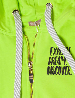 VILATTE / Худи на молнии из премиального футера с золотистой фурнитурой для девочки  фото 2