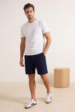 Lacivert Regular/Normal Kesim Dokulu Burumcuk Sort & Bermuda TMNSS26SR00002