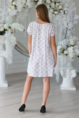 Ночная сорочка женская из кулирки с лайкрой Маргарита-2 бело-розовый - Амадэль фото 4