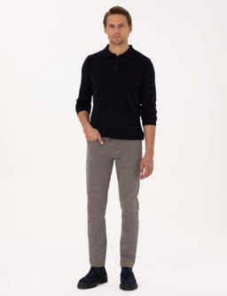 Lacivert Slim Fit Polo Yaka Basic Triko Kazak - Pierre cardin фото 4