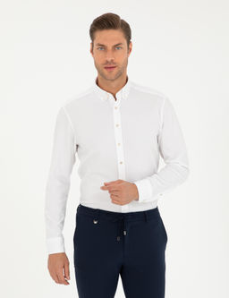 Beyaz Slim Fit Uzun Kollu G_mlek