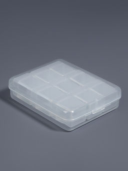 Цена за 4 шт. Органайзер для хранения мелочей, 9 баночек, в контейнере, 11.5×9×2.7 см, прозрачный