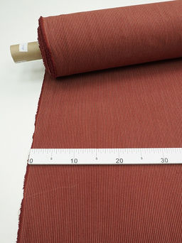 Пестрядь Мелкая полоска на темно-терракотовом, ш.1.4м, хлопок-95%, п/э-5%, 165гр/м.кв - Купава фото 3