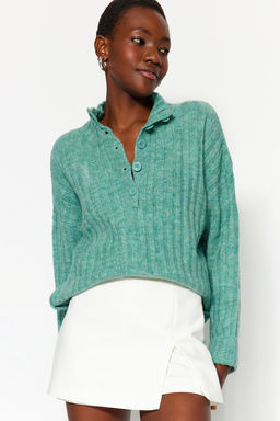 Sar? Genis Kal?p Yumusak Dokulu Dik Yaka Triko Kazak TWOAW21KZ0783 - Trendyolmilla фото 19