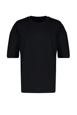 Siyah Basic Bisiklet Yaka Oversize/Geni_ Kesim K_sa Kollu T-Shirt TMNSS22TS0317 - Trendyolmilla фото 2