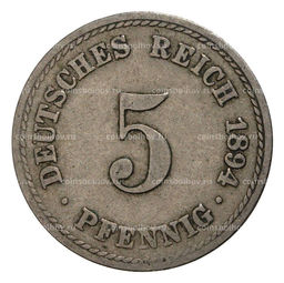 Монета 5 пфеннигов 1894 года А Германия