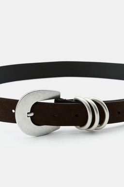 100% SUEDE LEATHER BELT WITH TRIPLE LOOP - Zara фото 3