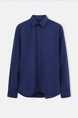 Lacivert Regular Fit Modal Dokulu Ince Yazl?k Gomlek TMNSS26GO00040