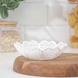 Цена за 2 шт. Ваза для хлеба и фруктов Кубань. Сердце, 18?4.5 см, белый, рисунок МИКС