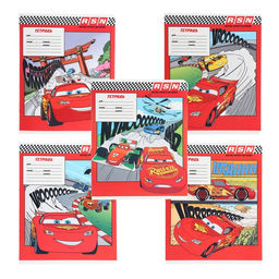 Цена за 20 шт. Тетрадь в косую линейку 12 листов, 5 видов МИКС, обложка мелованный картон, «Тачки»