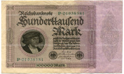 Банкнота 100000 марок 1923 года Германия