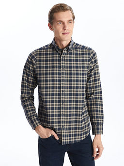 Regular Fit Uzun Kollu Ekose Gabardin Erkek G?mlek