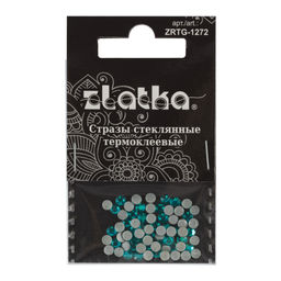 Страз клеевой "Zlatka" ZRTG-1272 SS12 цветные 3.2 мм стекло 5 x 72 шт в пакете с картонным еврослотом №09 бирюзовый (Blue Zircon)