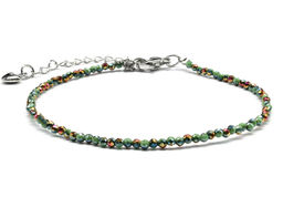 Браслет из циркона шарик граненый 2мм цвет золотисто-зеленый, 19см