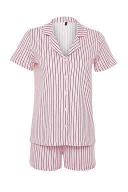 Pudra %100 Pamuklu Cizgili Sortlu Orme Pijama Tak?m? THMSS24PT00043 - Trendyolmilla фото 7