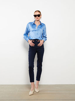 Y?ksek Bel Dar Fit D?z Gabardin Kad?n Pantolon