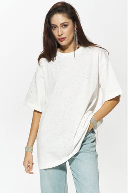 Футболка со стразами White