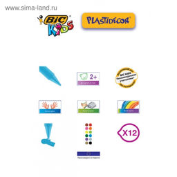 Цветные мелки 12 цветов BIC Kids Plastidecor, детские, пластиковые, ударопрочные