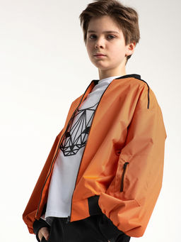 Оранжевая куртка-бомбер, модель 1701 - Mooriposh фото 11