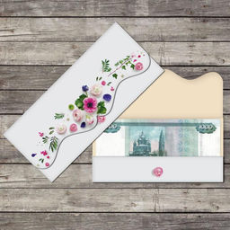 Цена за 10 шт. Конверт для денег Настоящие цветы фигурный, 17.5?8 см