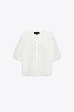 EMBROIDERED PETER PAN COLLAR SHIRT - Zara фото 6
