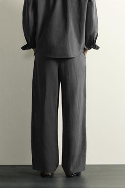 PANTAL?N FLUIDO RELAXED FIT RAYAS / Gris antracita - Zara фото 3