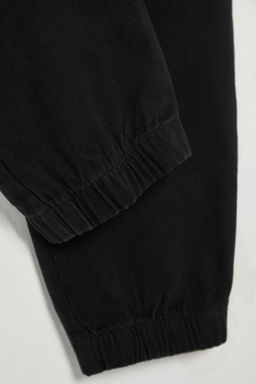 Siyah %100 Pamuk Buyuk Beden Regular Fit Beli Lastikli Baglamal? Kumas Pantolon TMNAW25AR00003 - Trendyolmilla фото 3