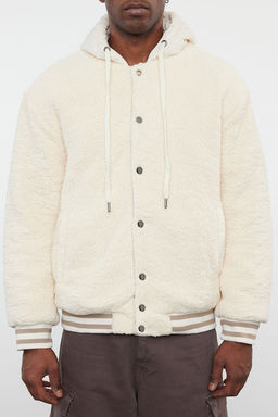 TRENDYOL MAN Ekru Unisex Relaxed Fit Lastik Detayl? Kapusonlu K?sl?k Mont TMNAW25MO00015 - Trendyolmilla фото 6