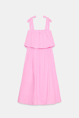 VESTIDO MIDI POPEL?N LAZOS / Rosa medio - Zara фото 9