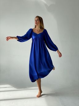 Платье-миди с пышными рукавами в цвете кобальт - Martichelli фото 14