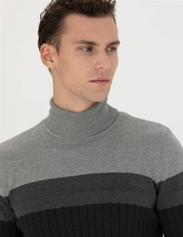 Antrasit Melanj Slim Fit Bal_k__ Yaka Triko Kazak - Pierre cardin фото 2